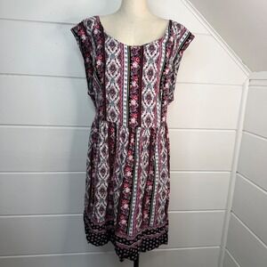 asos CURVE Size 22 Plus Size Dress Floral Boho Geometric Viscose A Line